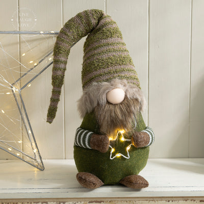 Festive Green Gnome Shelf Sitter -  Christmas Shelf Decor