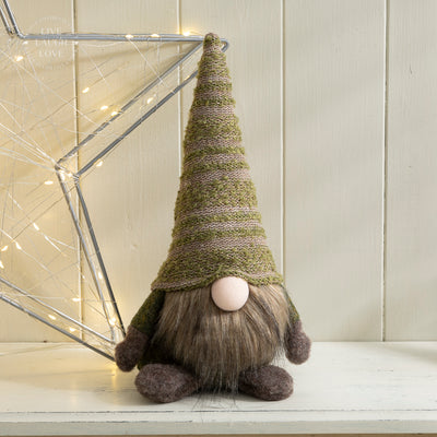 Festive Green Gnome Shelf Sitter -  Christmas Shelf Decor