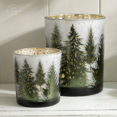 Winter Forest Tea Light Holders - Festive Candle Holders for Cozy Holiday Decor