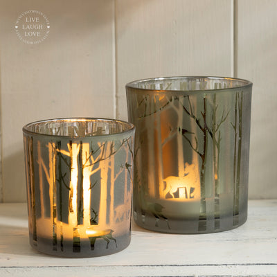 Winter Forest Tea Light Holders - Festive Candle Holders for Cozy Holiday Decor