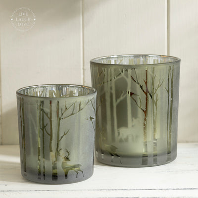 Winter Forest Tea Light Holders - Festive Candle Holders for Cozy Holiday Decor