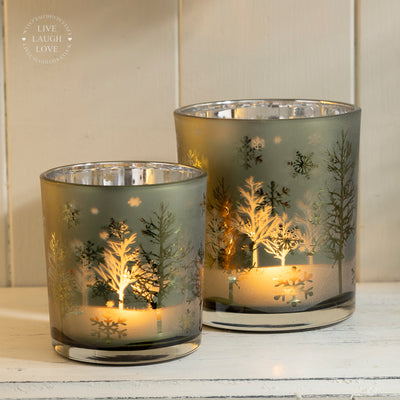 Winter Forest Tea Light Holders - Festive Candle Holders for Cozy Holiday Decor