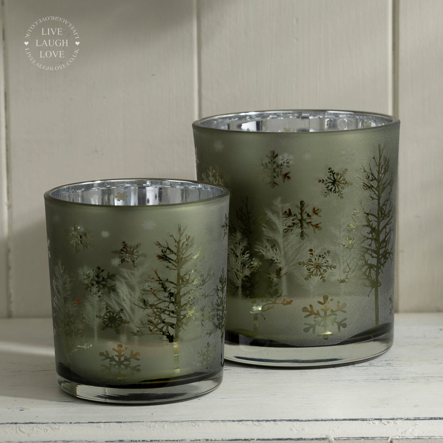 Winter Forest Tea Light Holders - Festive Candle Holders for Cozy Holiday Decor