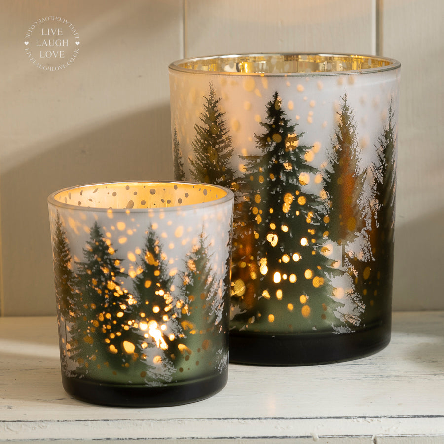 Winter Forest Tea Light Holders - Festive Candle Holders for Cozy Holiday Decor