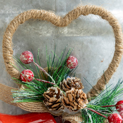 Rustic Red Bell Hanging Decoration with Pine and Burlap Bow