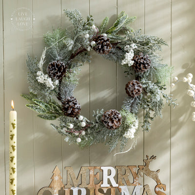 Faux Greenery and White Berry Wreath – Winter Door Decoration