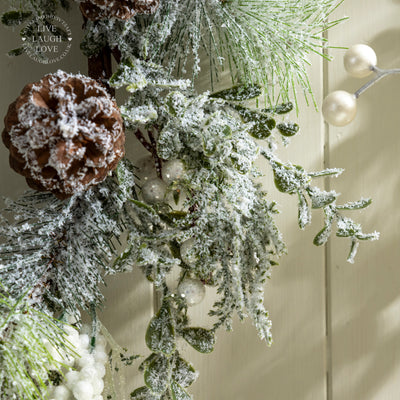 Faux Greenery and White Berry Wreath – Winter Door Decoration