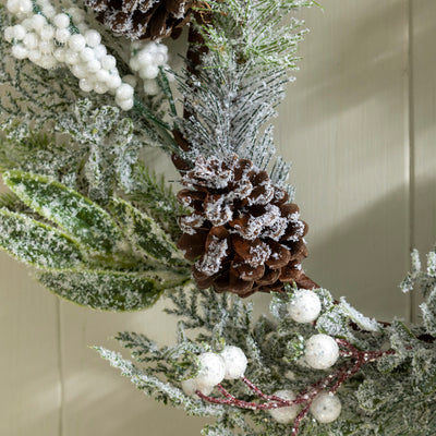 Faux Greenery and White Berry Wreath – Winter Door Decoration