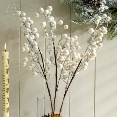 Set of 3 Faux Pearl Berry Stems – Elegant Decorative Pick