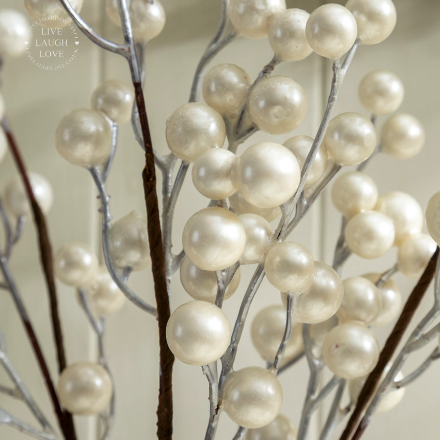 Set of 3 Faux Pearl Berry Stems – Elegant Decorative Pick