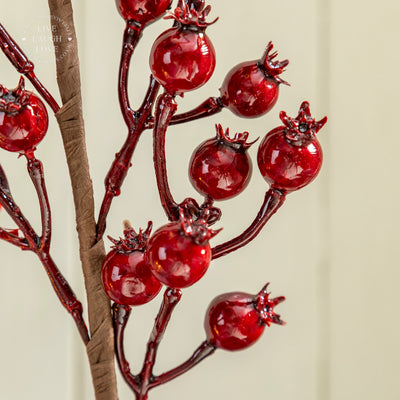 Faux Red Berry Branch Set of 3 – Elegant Seasonal Decoration