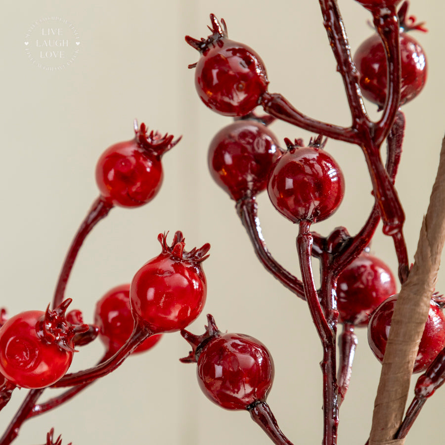 Faux Red Berry Branch Set of 3 – Elegant Seasonal Decoration