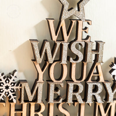 Wooden "We Wish You a Merry Christmas" Hanging Decoration