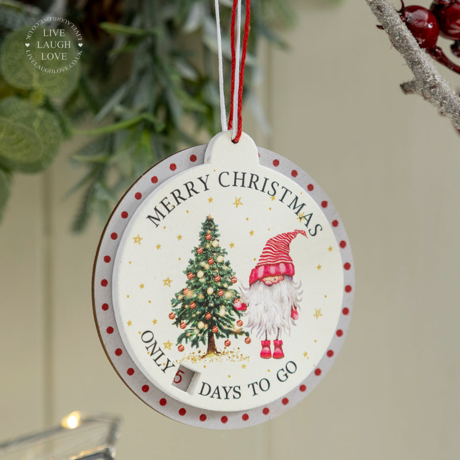 Hanging Wooden Advent Countdown Ornament