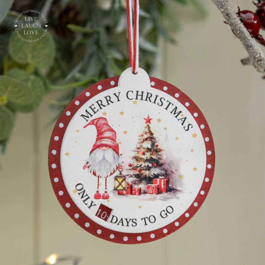 Hanging Wooden Advent Countdown Ornament