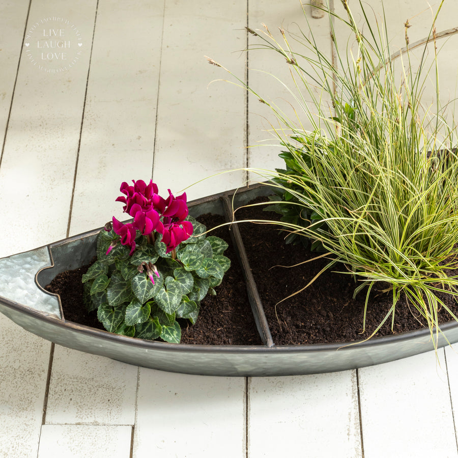 Versatile Galvanized Metal Boat Shelf & Planter