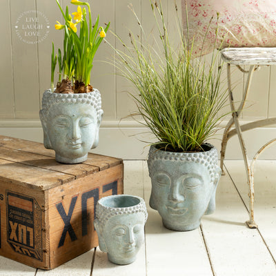 Concrete Buddha Head Planters – Zen-Inspired Garden and Home Decor