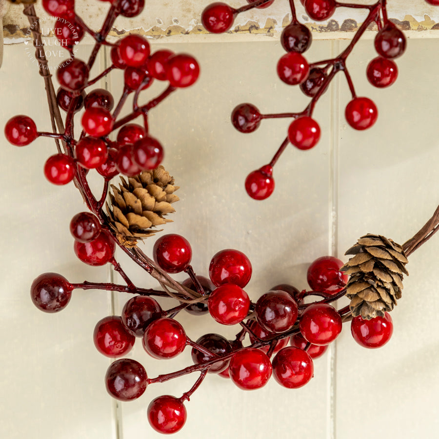 Faux Red Berry and Pinecone Garland – Festive Decoration