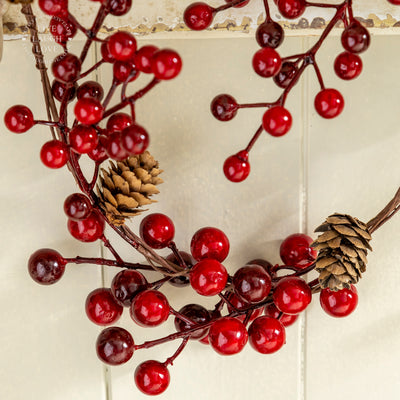 Faux Red Berry and Pinecone Garland – Festive Decoration