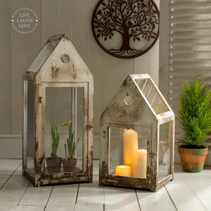 Rustic Wooden House Lanterns