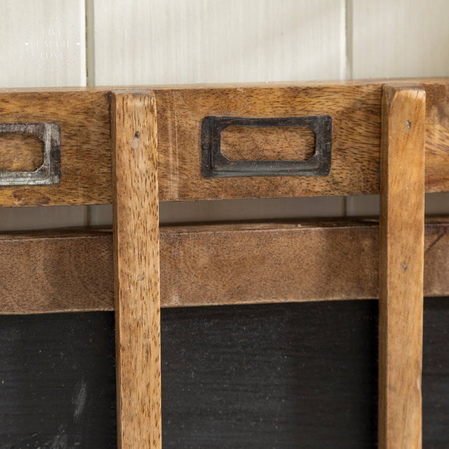 Rustic Wooden Weekly Planner with Chalkboard and Key Hooks - Wall Organizer