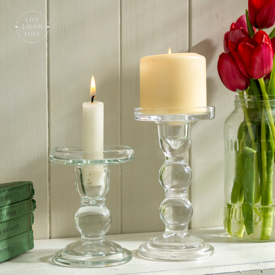 Elegant Glass Pillar Candle Holder