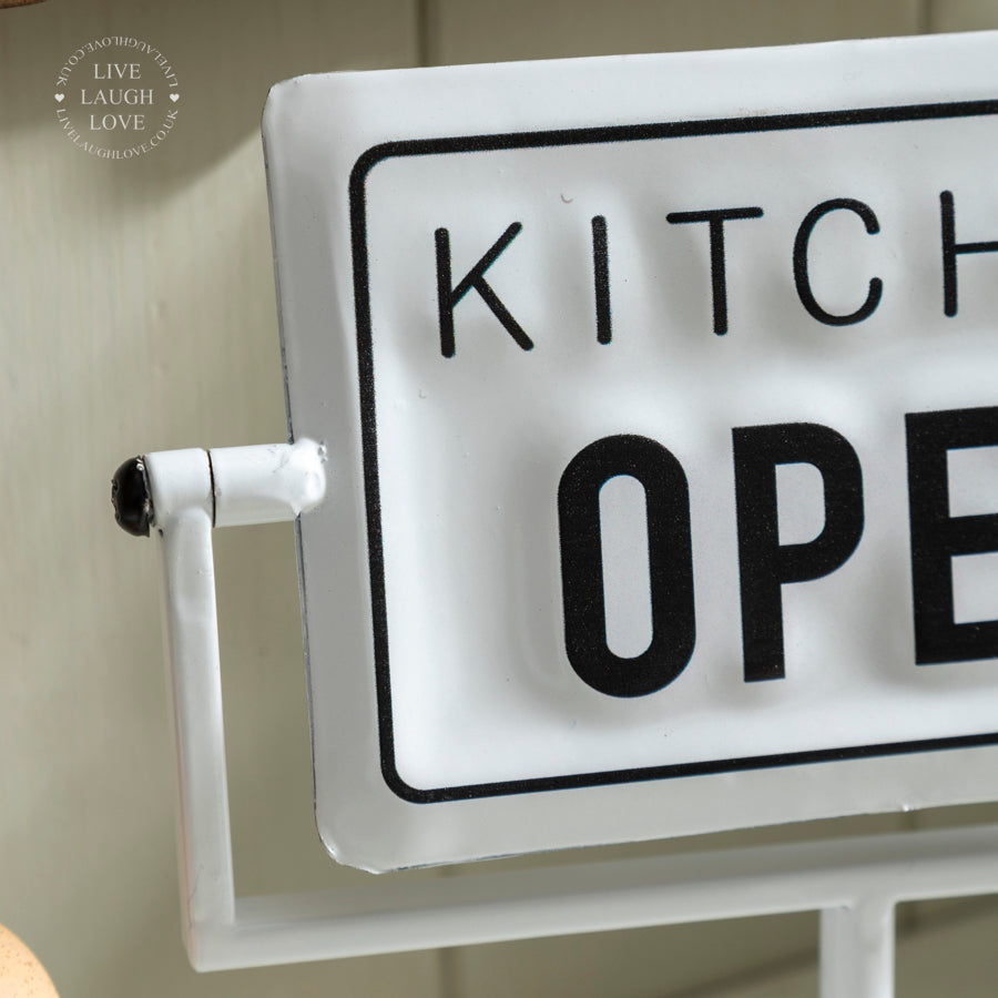 Reversible Kitchen Sign – Open & Closed | Vintage Style White Countertop Display