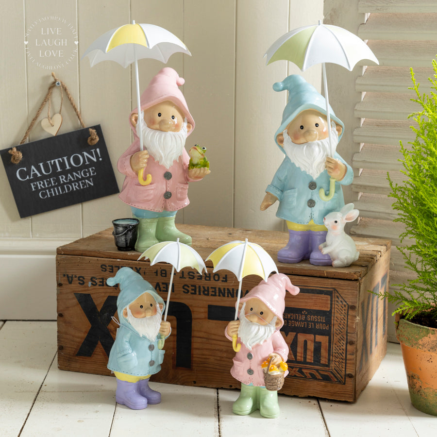 Whimsical Gnome Rainy Day Decorative Figurines Set of 2