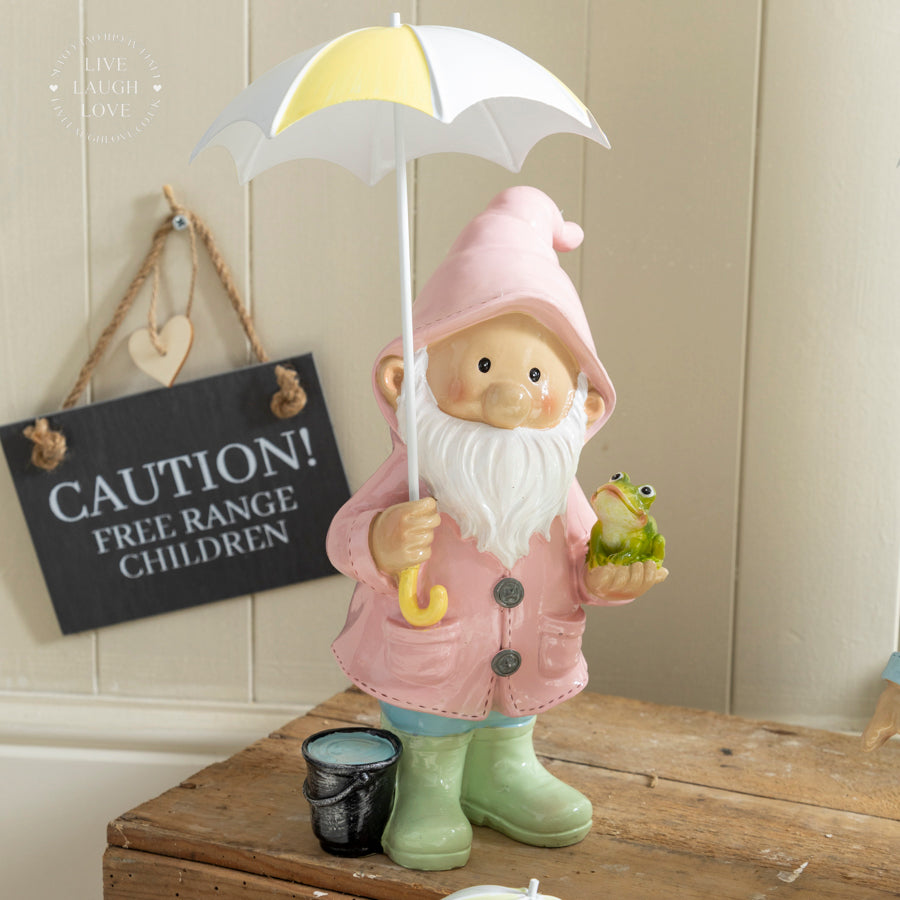 Whimsical Gnome Rainy Day Decorative Figurines Set of 2