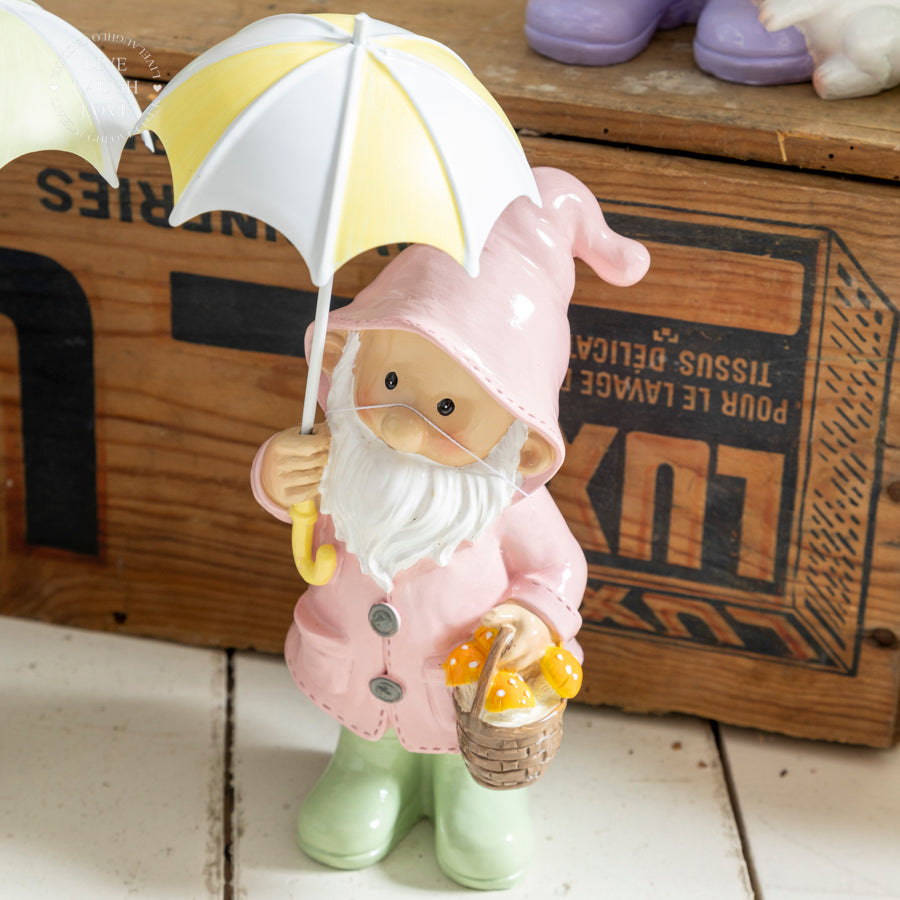 Whimsical Gnome Rainy Day Decorative Figurines Set of 2