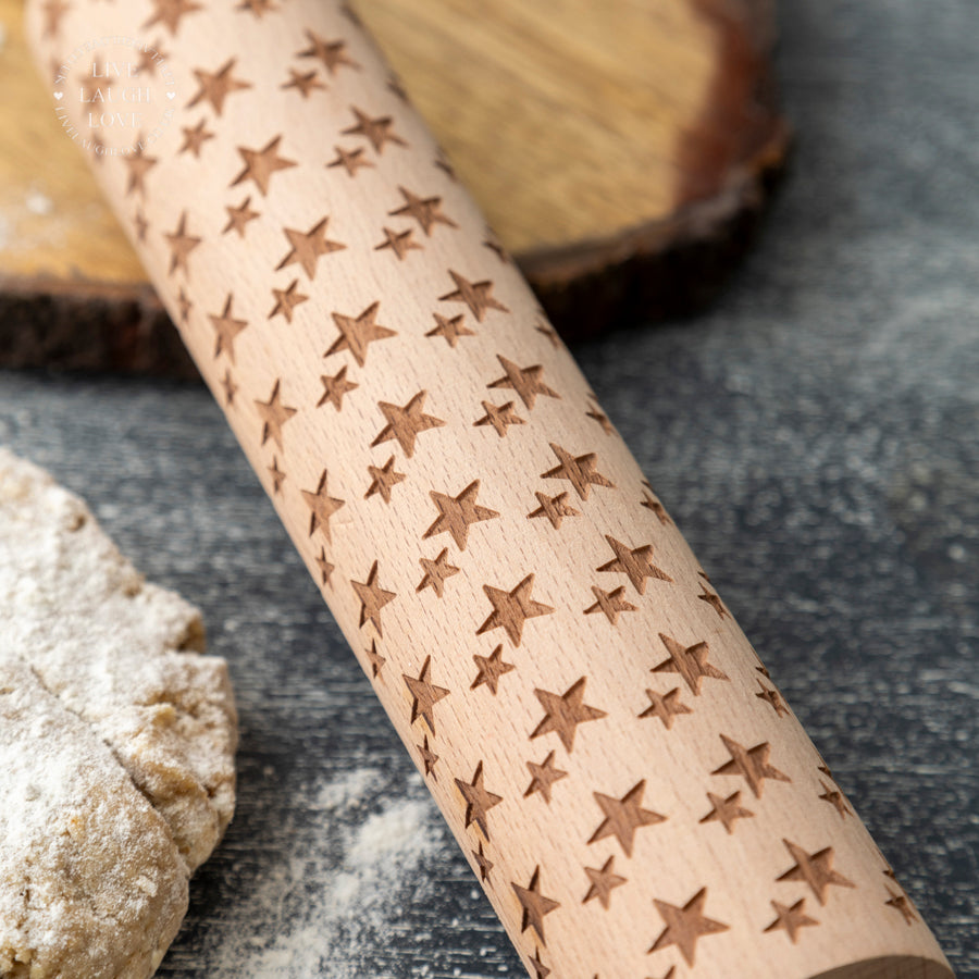 Festive Wooden Rolling Pin for Decorative Baking