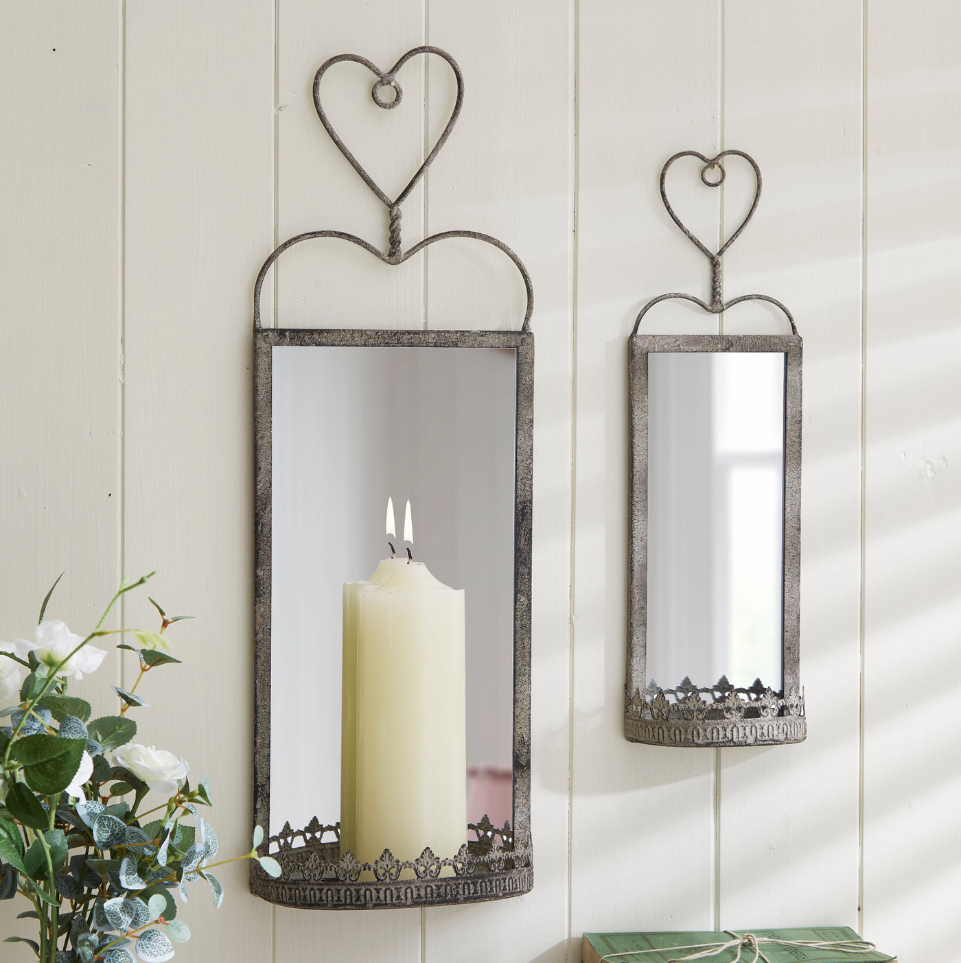 Rustic Metal Mirror with Heart Detail