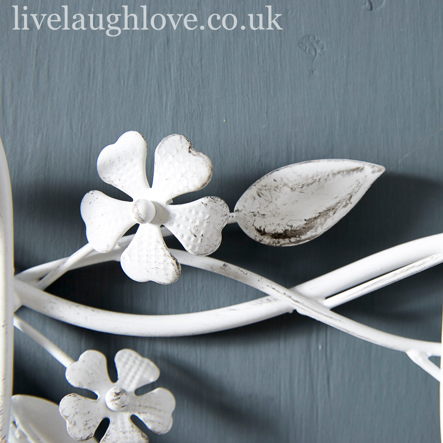 Shabby Chic White Floral Decorative Metal Hooks