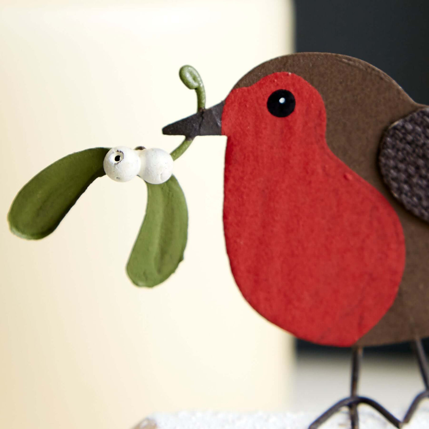 Festive Robin with Mistletoe Shelf Sitter – Christmas Decor