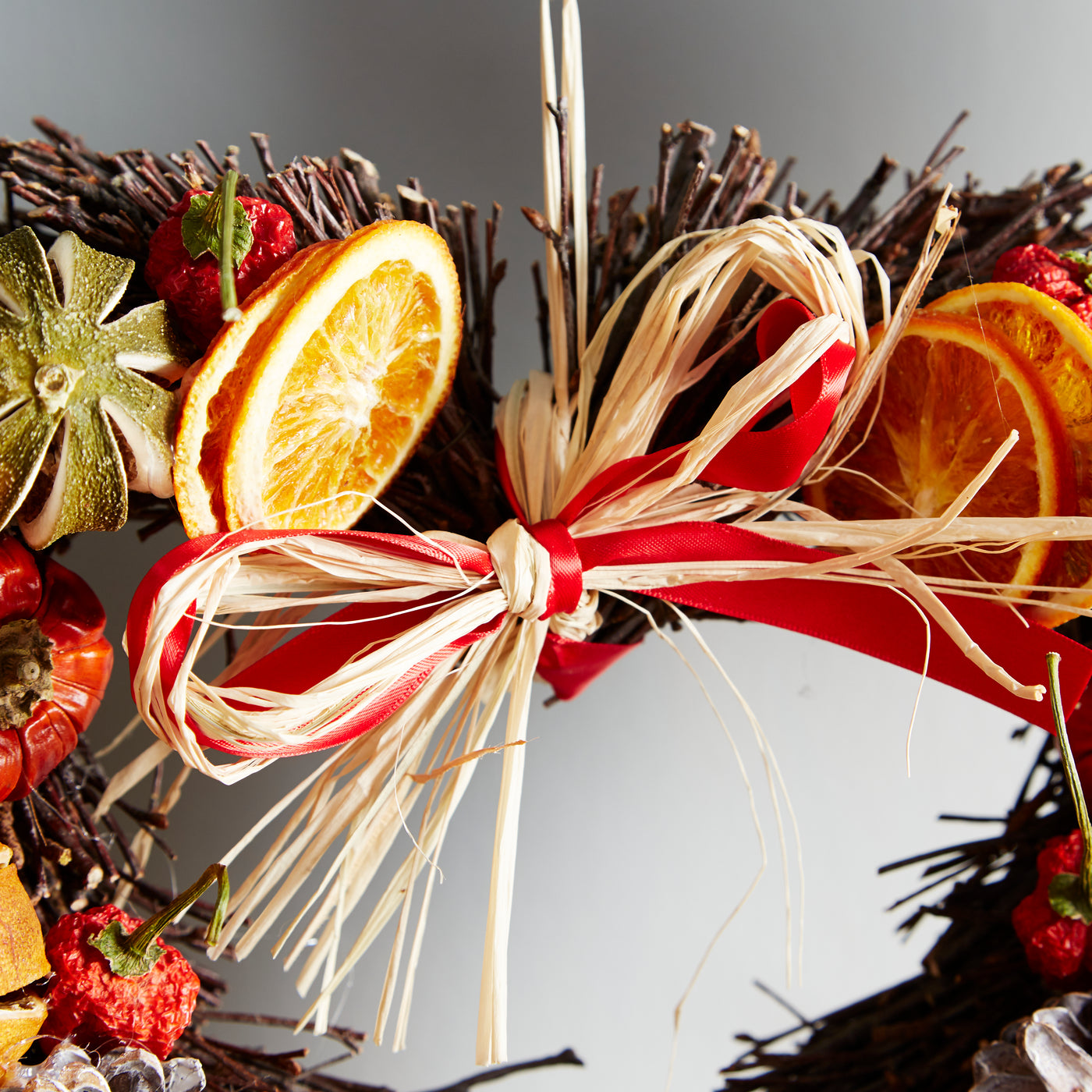 Festive Heart-Shaped Wreath with Dried Oranges & Pinecones