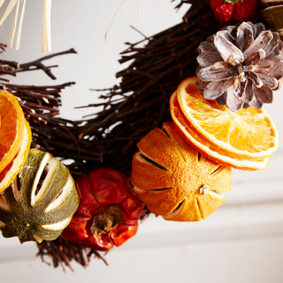 Festive Heart-Shaped Wreath with Dried Oranges & Pinecones