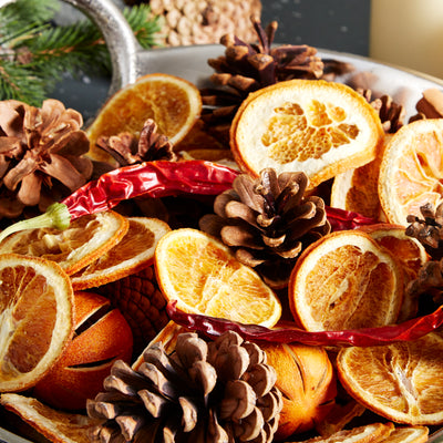 Festive Potpourri with Dried Oranges, Pinecones & Cinnamon