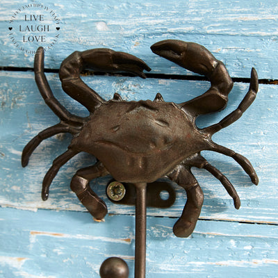 Rustic Metal Crab Wall Hook - Nautical Coastal Decor