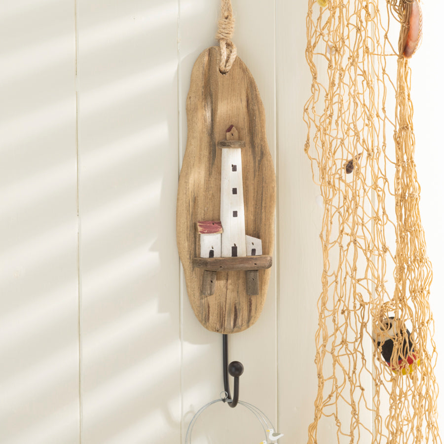 Nautical Driftwood and Lighthouse Wall Hook