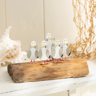 Seagulls on a Log Nautical Shelf Sitter