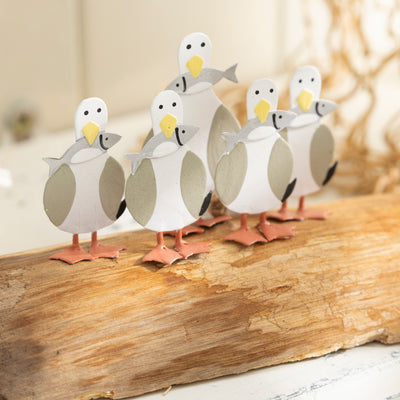 Seagulls on a Log Nautical Shelf Sitter