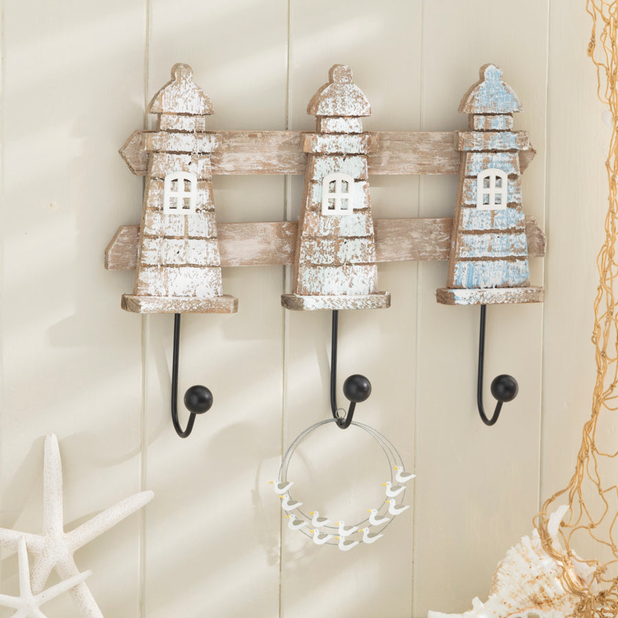 Distressed Nautical Lighthouse Wall Hooks