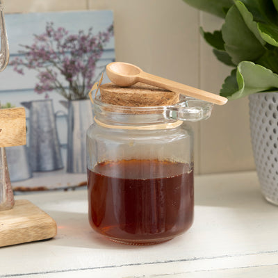 Glass Storage Jar with Cork Lid and Wooden Spoon