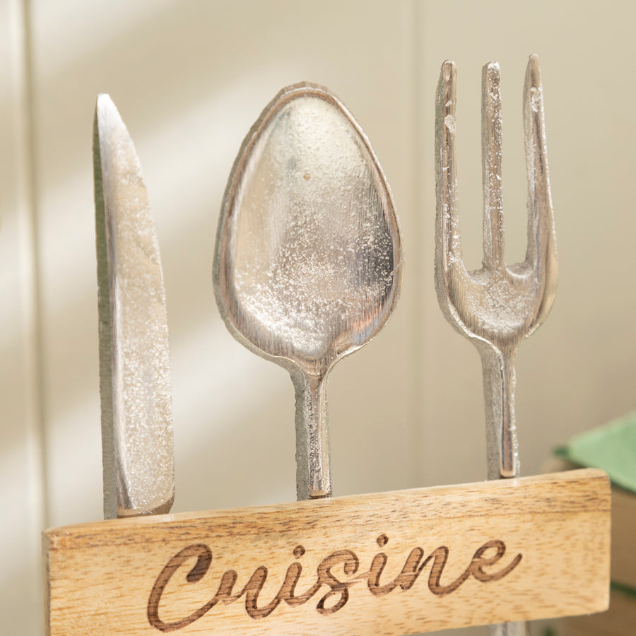 Metal & Wood "Cuisine" Shelf Sitter