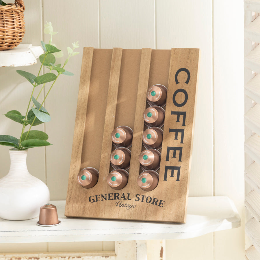 General Store Wooden Coffee Pod Holder Stand