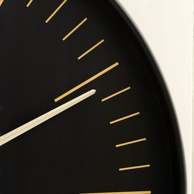 Minimalist Black Wall Clock with Gold Accents