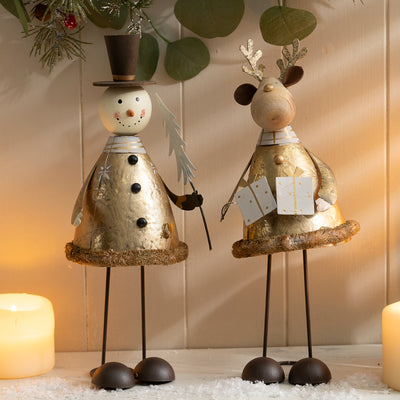 Festive Metal Figurine with Gold Accents