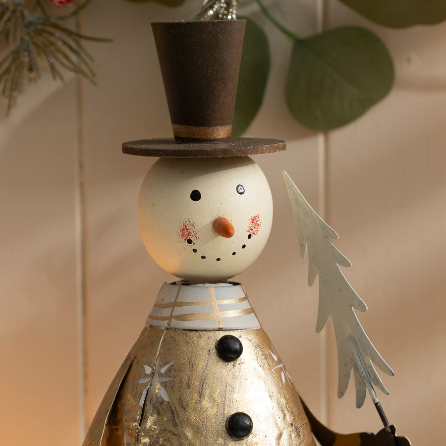 Festive Metal Figurine with Gold Accents