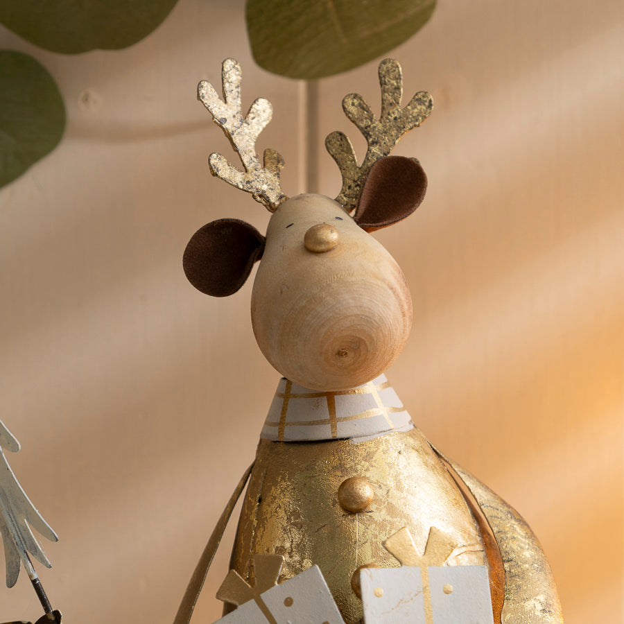 Festive Metal Figurine with Gold Accents