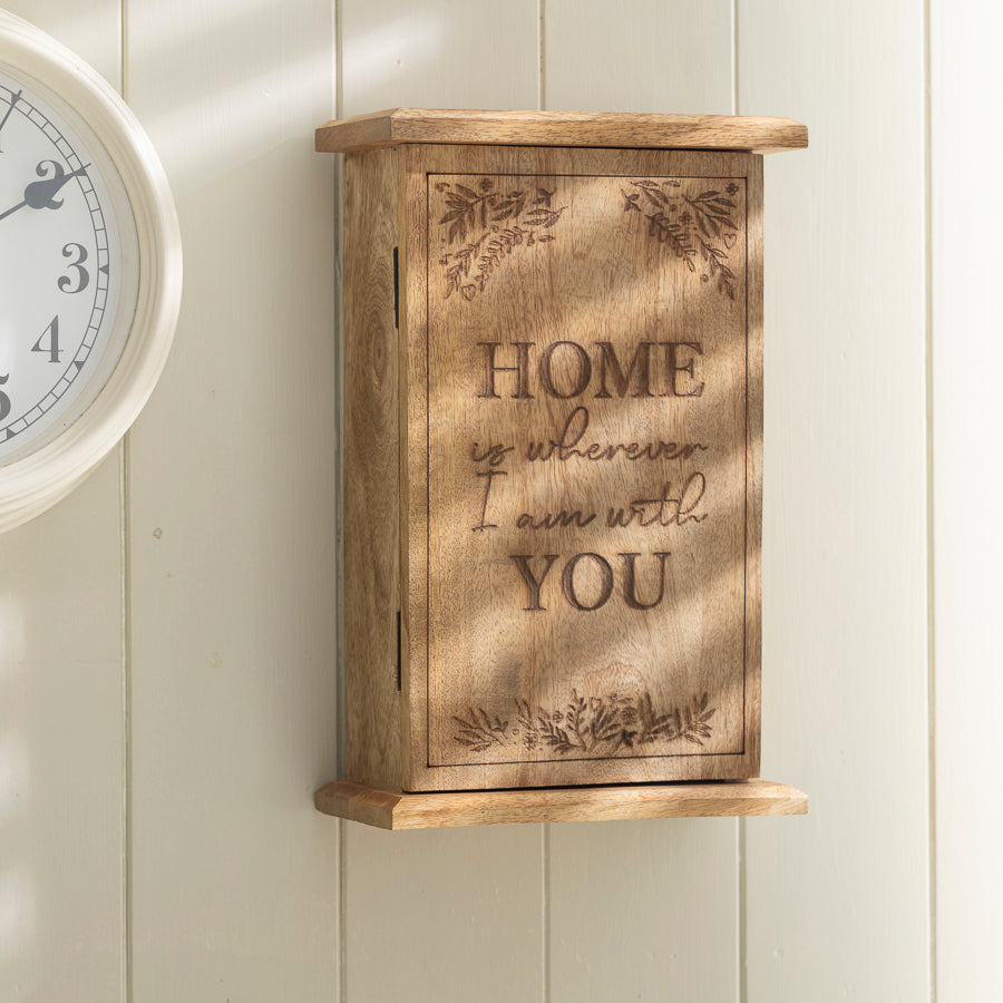 Wooden Key Cabinet with Heartfelt Quote